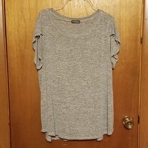 Lightweight Grey Sweater Knit Top, 2X